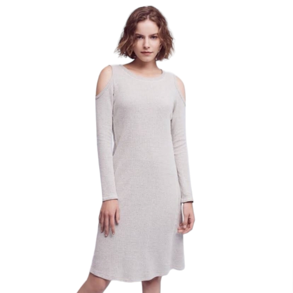 NWT Anthropologie Sol Angeles Waffle Knit Cold Shoulder Midi Dress